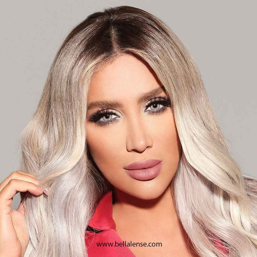 Blonde Hair Makeup With Gray Colored Contacts