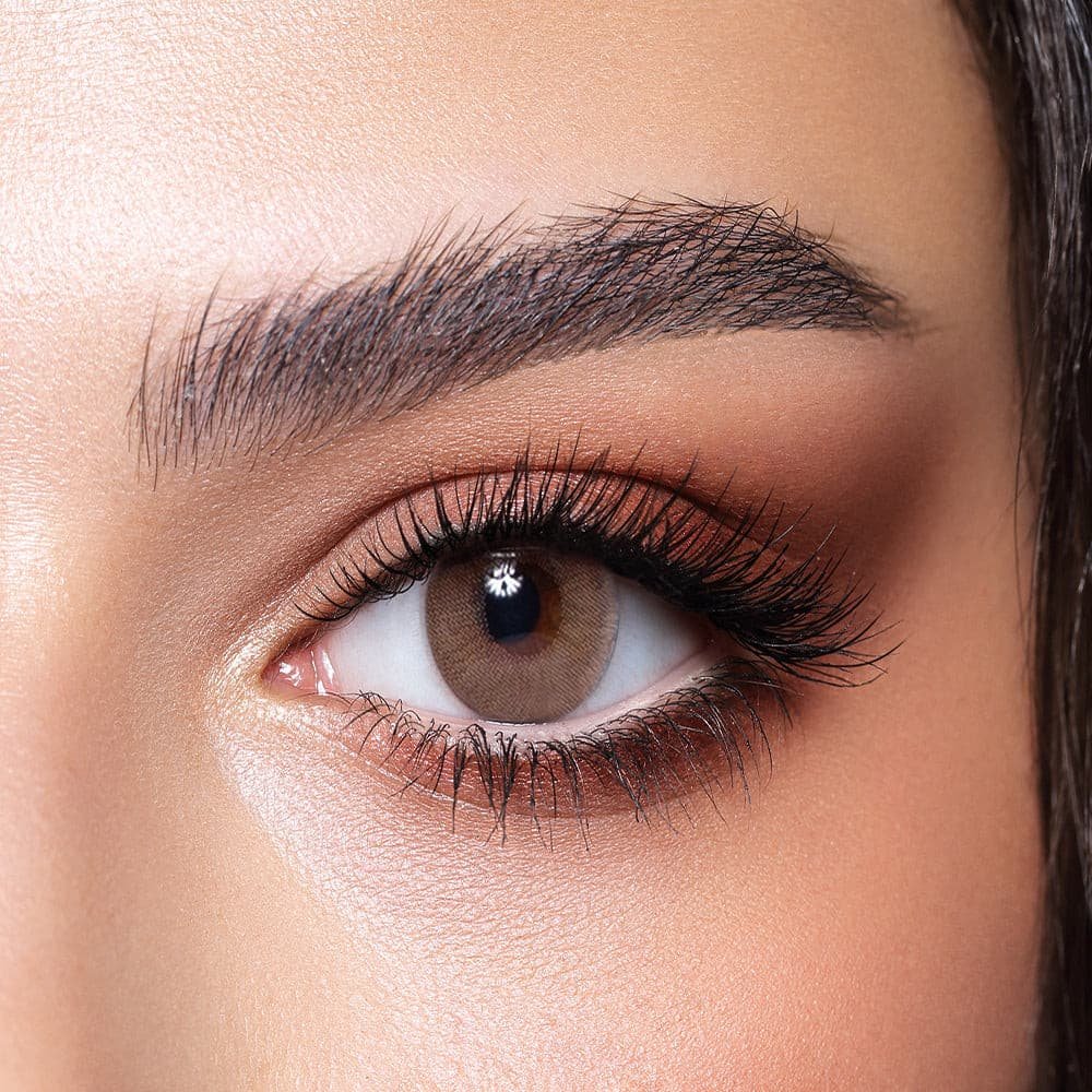 Cute Puppy Eye Makeup With Brown Colored Contacts