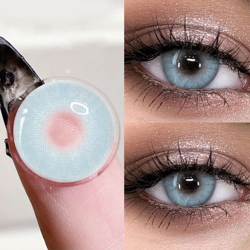 kanta sentuh kosmetik biru Little Devil Eye Contact - Melembapkan dan pemakaian